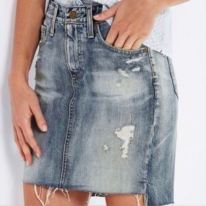 AG Adriano Goldschmied Blue Distressed High Low Skirt